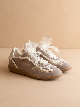 The April | Dark Grey Lace-Trimmed Retro Sneaker