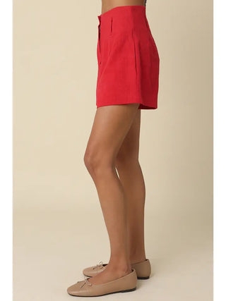 OLIVACEOUS | Mila High-Waist Tailored Shorts Red