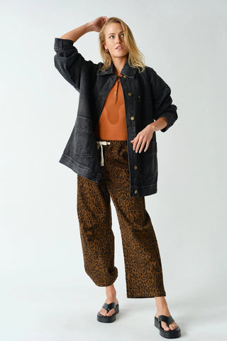 Boxy Cut Denim Jacket Charcoal Black