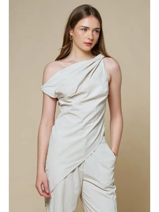 Fallon One-Shoulder Top Ecru