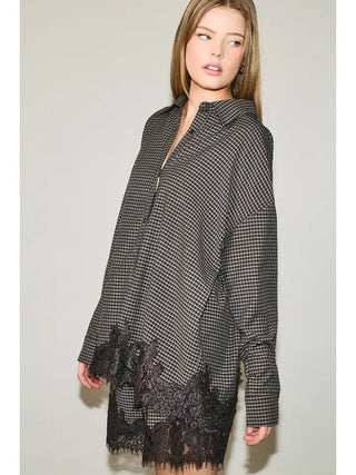 Hadley Lace Shirt | Brown Plaid