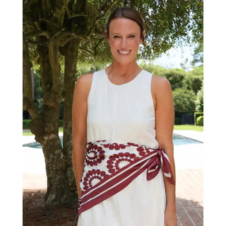 Lucy Floral Scarf Maroon White