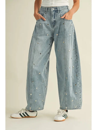 Jessy Studded Barrels Denim