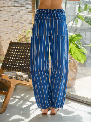 AARON & AMBER | The Soleil Stripe Pant - Blue