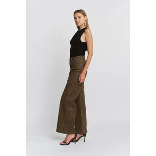 MICA DENIM | Leopard Wide Leg Jeans