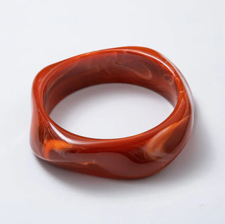 Marble Resin Acrylic Sculpted Geometric Bangle