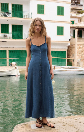 Z Supply | Angel Eyes Denim Midi Dress Medium Indigo
