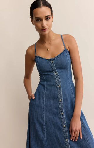 Z Supply | Angel Eyes Denim Midi Dress Medium Indigo