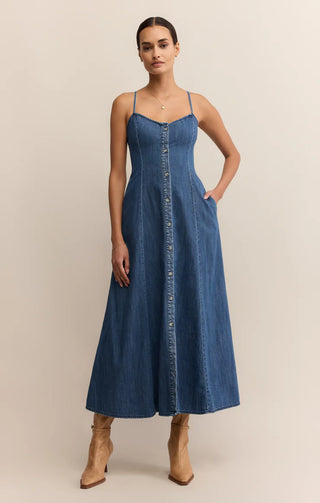 Z Supply | Angel Eyes Denim Midi Dress Medium Indigo