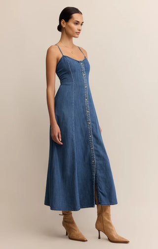 Z Supply | Angel Eyes Denim Midi Dress Medium Indigo