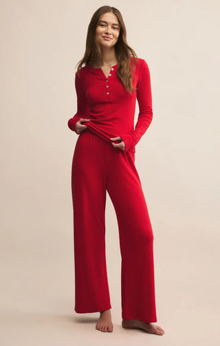Z Supply | Holly Pointelle LS Top Festive Red