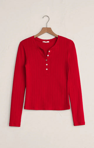 Z Supply | Holly Pointelle LS Top Festive Red