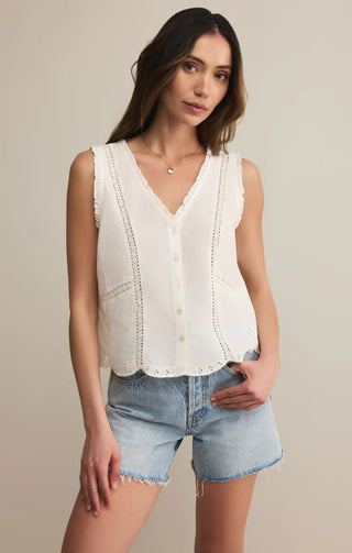 Z Supply | Tomi Embroidered Tank White