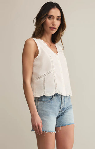 Z Supply | Tomi Embroidered Tank White