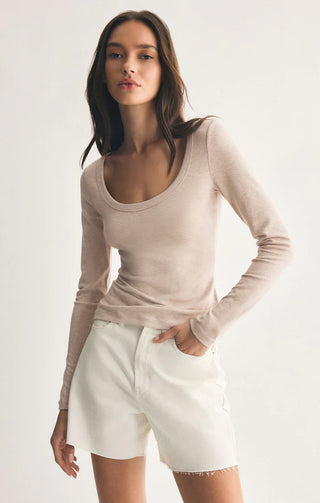 Z Supply | Second Skin Scoop Neck Top Oatmeal Heather