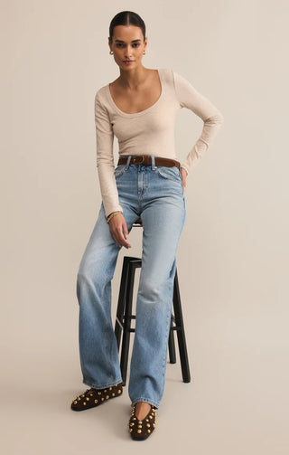 Z Supply | Second Skin Scoop Neck Top Oatmeal Heather