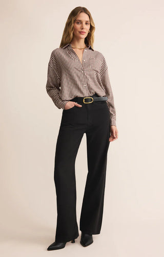 Z Supply | River Plaid Button Up Chocolate Cherry