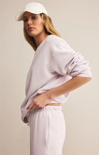 Z Supply | Boyfriend Cotton Sweatshirt Lavender Ice