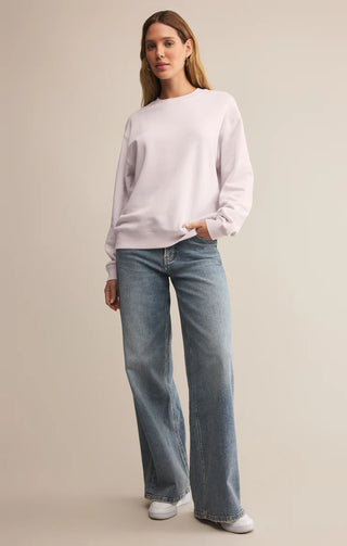 Z Supply | Boyfriend Cotton Sweatshirt Lavender Ice