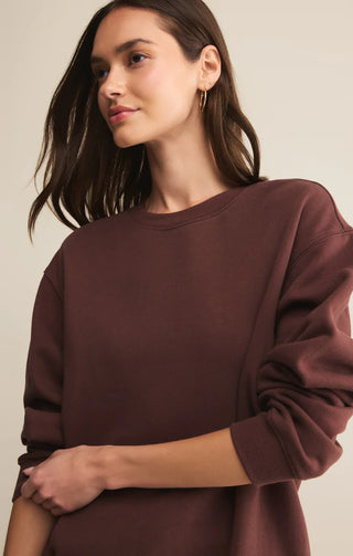 Z Supply | Boyfriend Cotton Sweatshirt Sandalwood