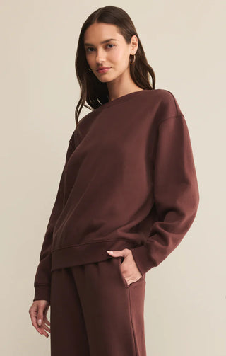 Z Supply | Boyfriend Cotton Sweatshirt Sandalwood
