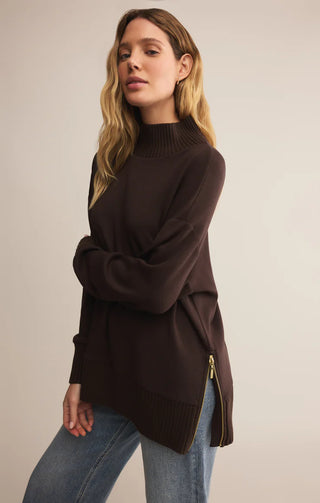 Z Supply | Sable Rib Sweatshirt Chocolate Cherry