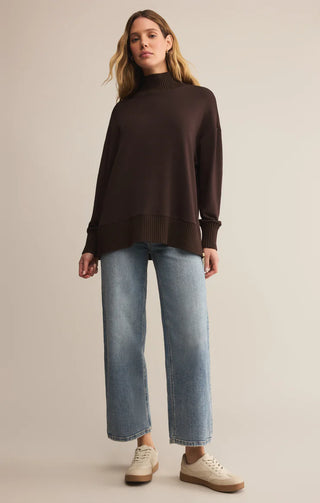 Z Supply | Sable Rib Sweatshirt Chocolate Cherry