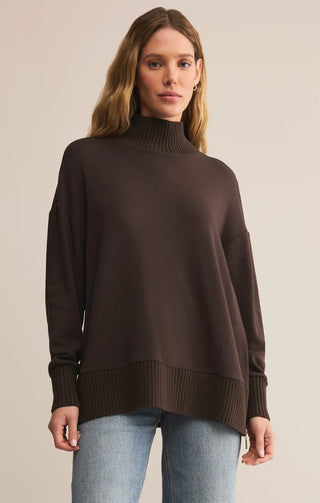 Z Supply | Sable Rib Sweatshirt Chocolate Cherry