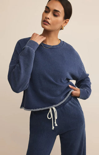 Z Supply | Circuit Knit Denim Sweatshirt Indigo