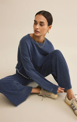 Z Supply | Circuit Knit Denim Sweatshirt Indigo