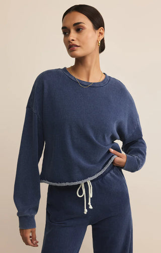 Z Supply | Circuit Knit Denim Sweatshirt Indigo