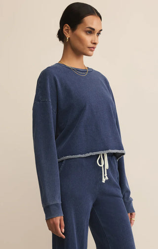 Z Supply | Circuit Knit Denim Sweatshirt Indigo