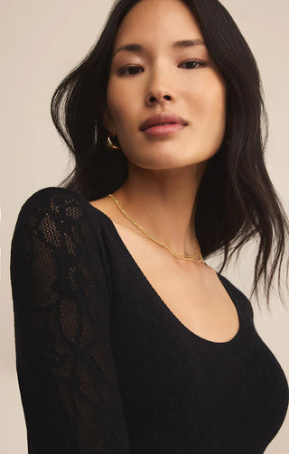 Z Supply | Tibi Scoop Mesh Sweater Black