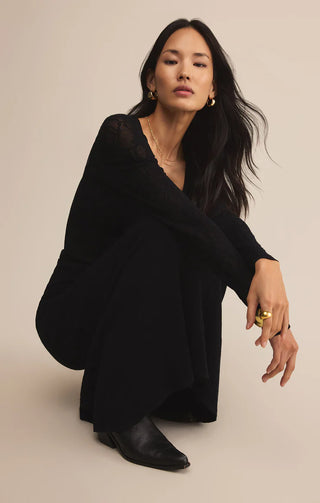 Z Supply | Tibi Scoop Mesh Sweater Black