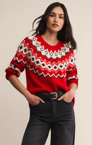 Z Supply | Adornment Fair Isle Sweater Festive Red