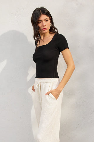 Dress Forum | Genai Light Knit Square Top Black