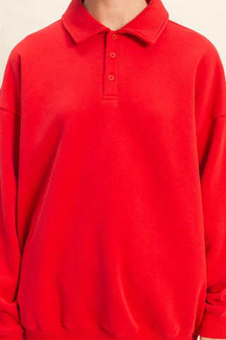 Ariana Oversized Polo Pullover Red [Door Buster]