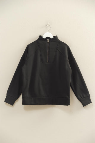 Ciri Quarter Zip Pullover Black [Door Buster]