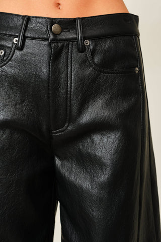 Claire Vegan Leather Barrel Pants Black