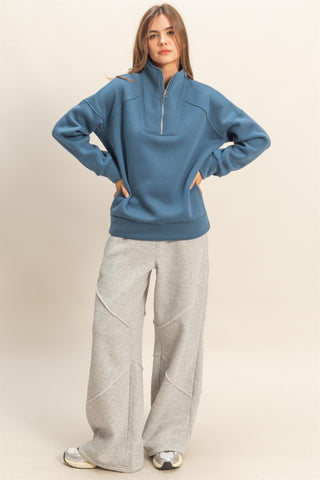 Ciri Quarter Zip Pullover Midnight Blue [Door Buster]