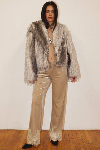Brittney Faux Fur Jacket Grey