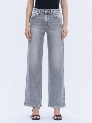 Vervet | Natalie High Rise Full Length Grey Wide Leg Jeans