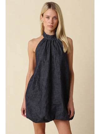 Olivaceous | Carol Open Back Mini Denim Dress