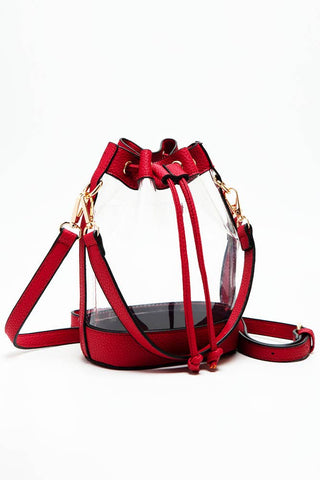 Clear Crossbody Stadium Bucket Bag | Red