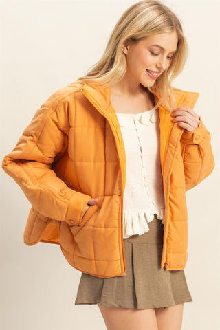Arlen Cute Quilted Puffer Jacket Orange  [Door Buster]
