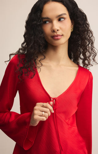 Z Supply | Illara Tie Front Blouse Festive Red