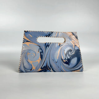 Mia Clutch Marble Leather Cobalt