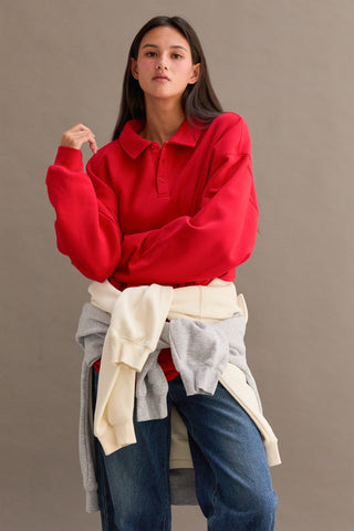 Ariana Oversized Polo Pullover Red [Door Buster]