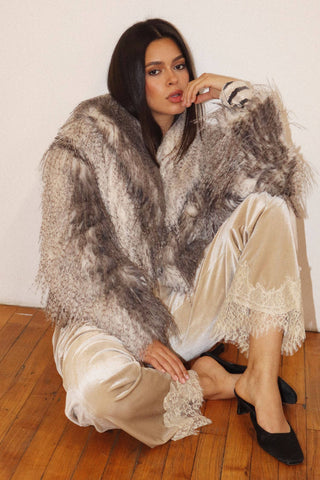 Brittney Faux Fur Jacket Grey