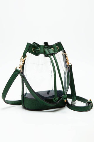 Clear Crossbody Stadium Bucket Bag | Black